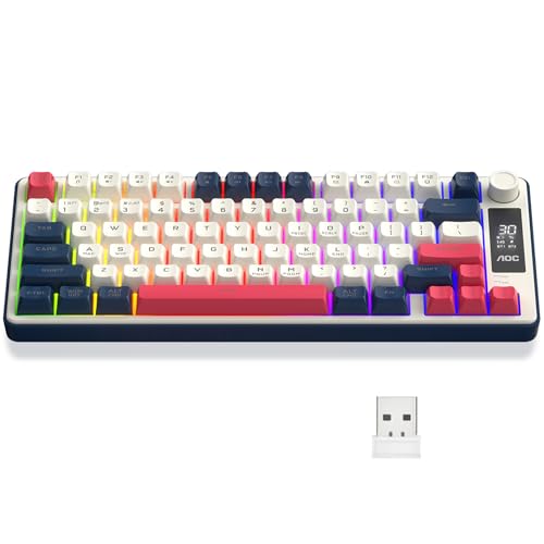 AOC GK280 Teclado sem fio 70%, Bluetooth Trimodo /2.4 GHz/USB-C, Teclado Gamer RGB