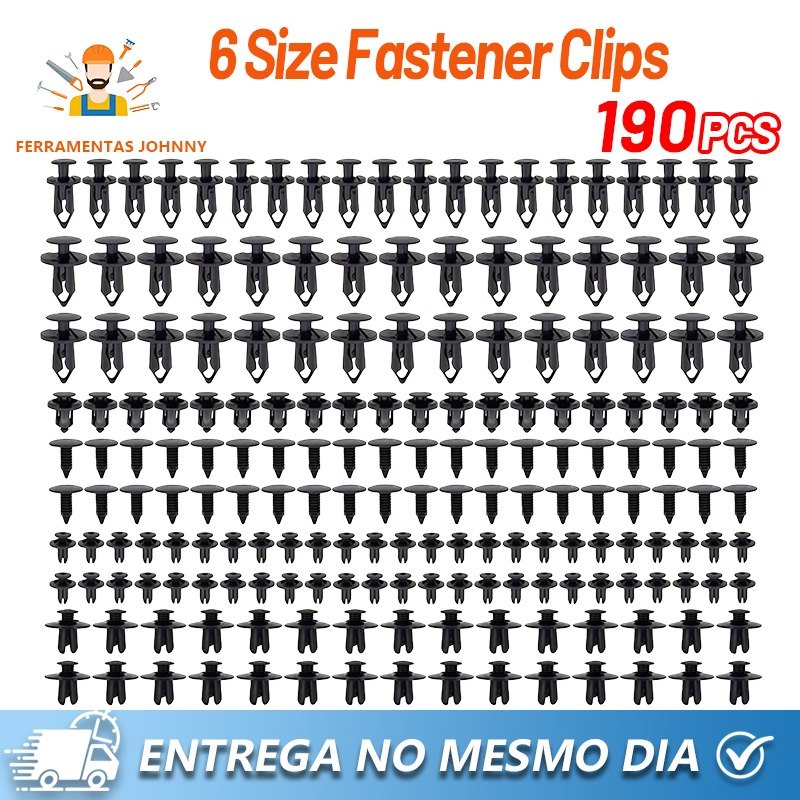 SUPER KIT 190PCS CLIPES DE FIXAÇÃO PARA CARROS