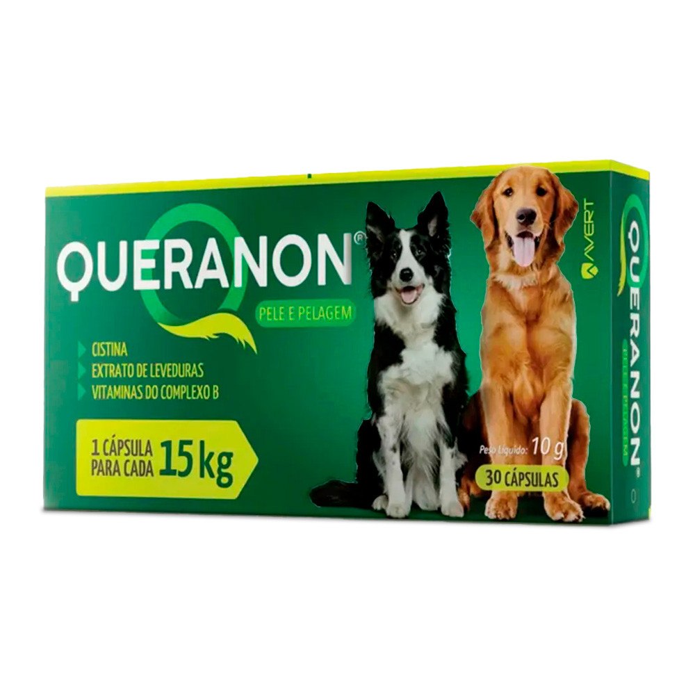 Queranon 30 Cápsulas - Suplemento Vitamínico-Aminoácido para Cães e Gatos 1 Cápsula a Cada 15kg - OFERTA VALIDADE CURTA