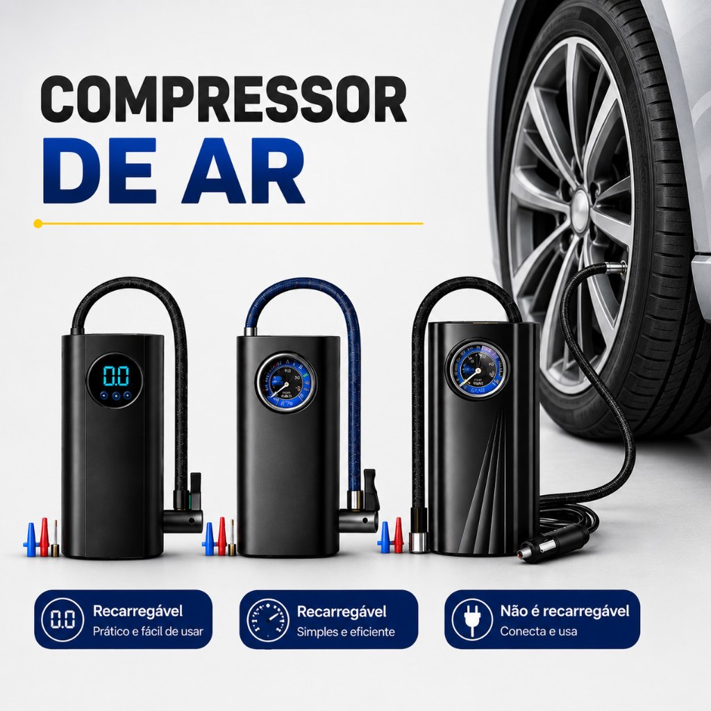 Compressor Detector de Ar Portatil Recarregavél Com Fio Sem Fio Digital USB Calibrador Pneu de Carro Automóvel LULU