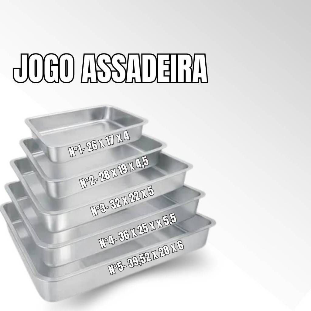 Jogo Assadeiras Tabuleiros Formas Extra Padrão 5 peças - Estamparia Leste