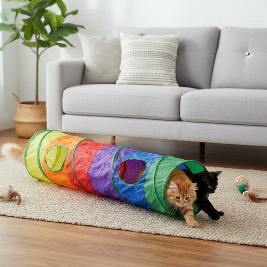 Túnel Para Gatos E Cães Pet Dobrável 1,15m Colorido Oferta