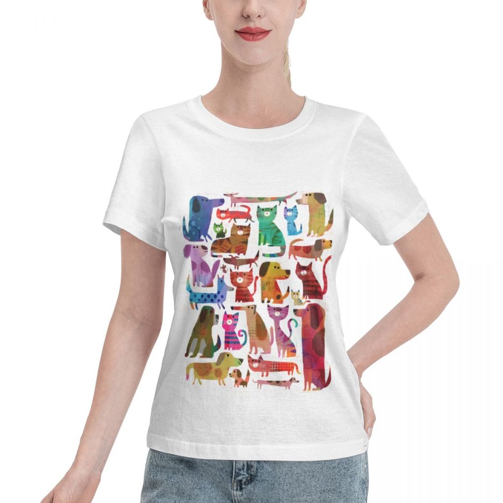 Ótima Oferta Camiseta feminina para gatos e cães, camiseta vintage retrô streetwear