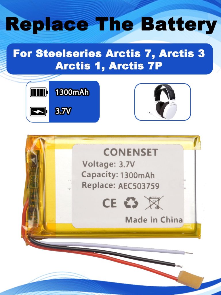 Bateria de Substituição 3.7V 1300mAh para Headset Gamer Sem Fio Steelseries Arctis 7 7P 3 1 Fones de Ouvido Bluetooth AEC503759