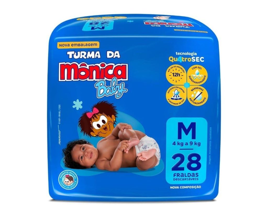 Fralda Turma da Mônica Baby M 28 unidades