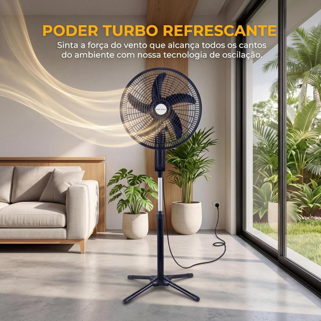 HEPTA WORLD Ventilador de Coluna, Resfriamento, Silencioso, Design Slim para Casa Escritório (PRETO, 110V, 101)