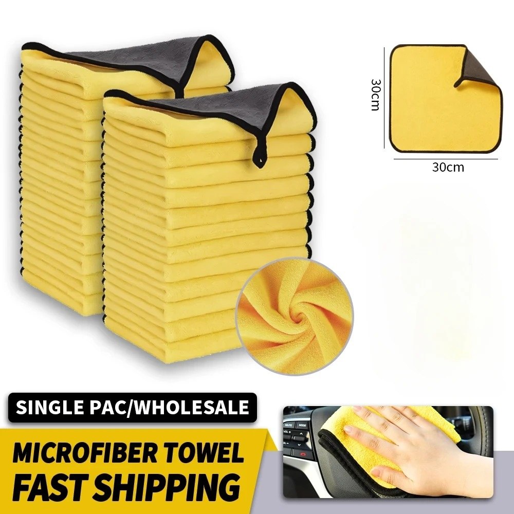 Panos de Microfibra Dupla Face para Carros, Super Absorventes, para Lavagem, Secagem e Limpeza, Ferramentas de Detalhamento Automotivo
