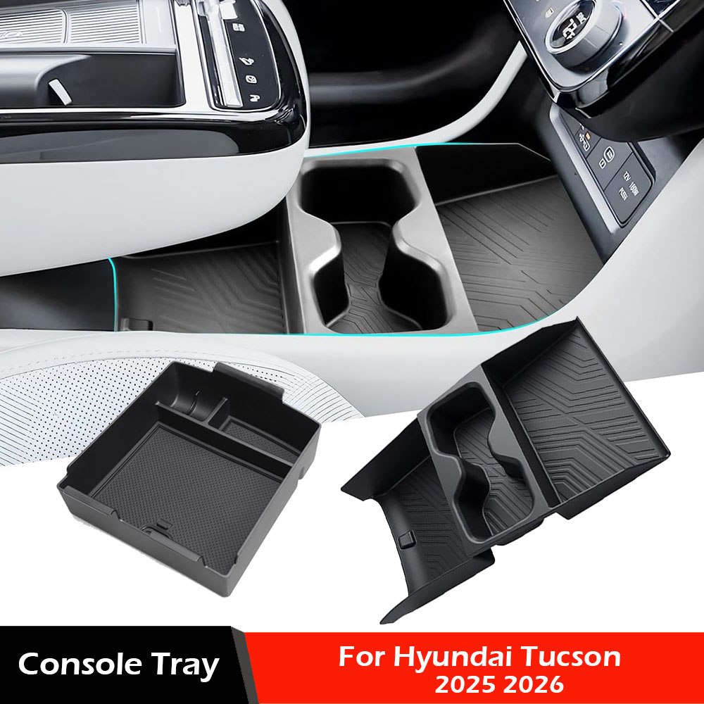 Bandeja Organizadora Inferior da Console para Hyundai Tucson Limited/Hybrid 2025 2026 - Caixa de Armazenamento para Apoio de Braço (SOMENTE para Câmbio Eletrônico)