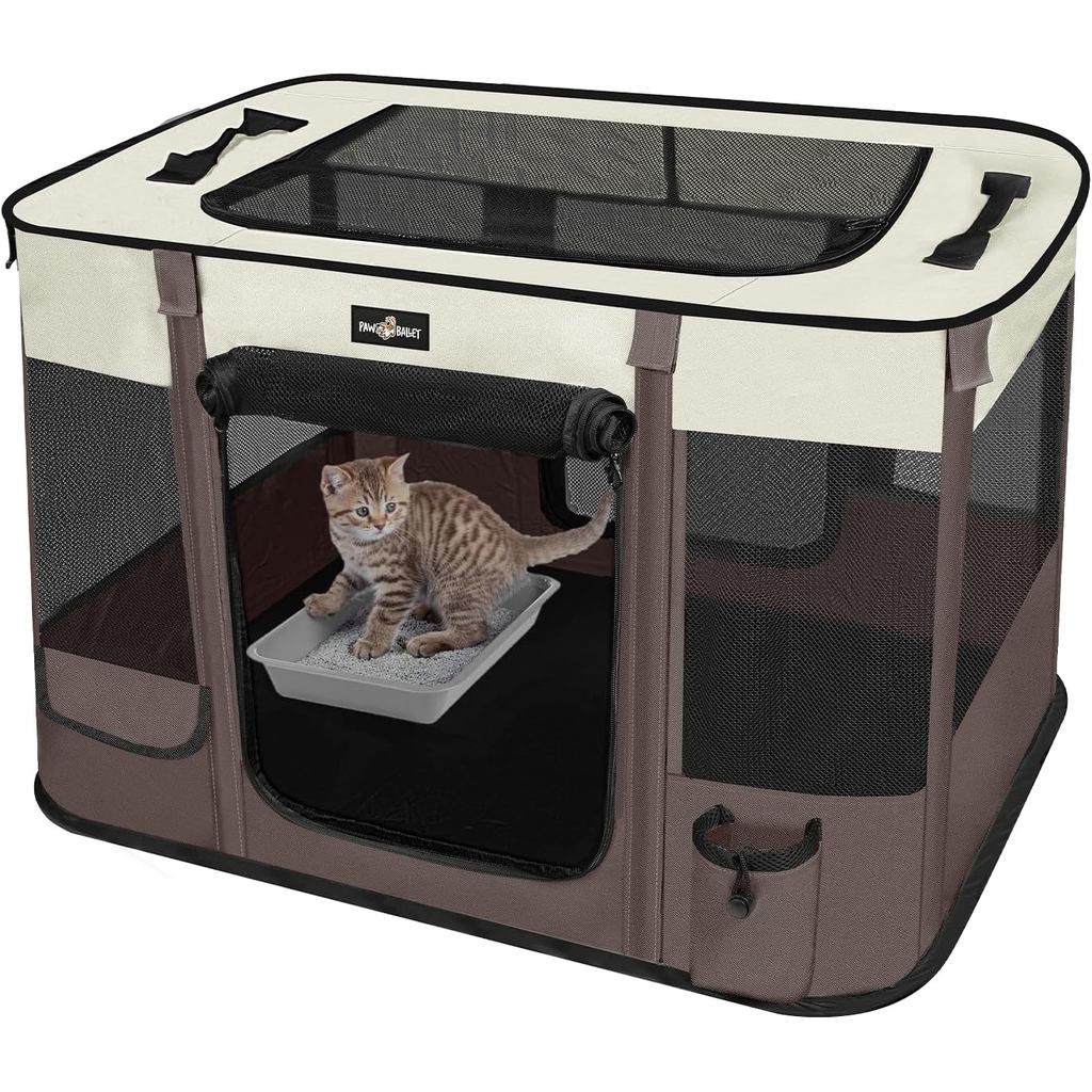 Parque de Brincar Dobrável para Gatos e Cães Paw Ballet, Parque de Brincar Portátil e Impermeável para Cães e Gatos, Ten