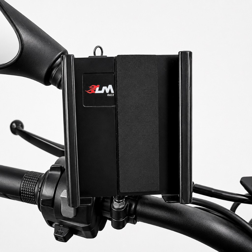 Suporte Celular Moto LM Race Aço Reforçado Fixação Retrovisor Universal Preto