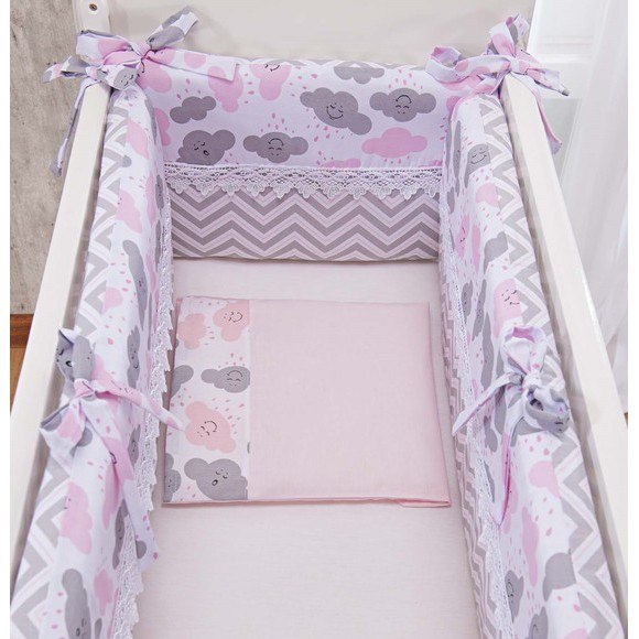 Kit mini berço 05 Peças MENINA   *** ATENÇÃO KIT MINI BERÇO PARA COLCHÃO DE 38 A 40CM