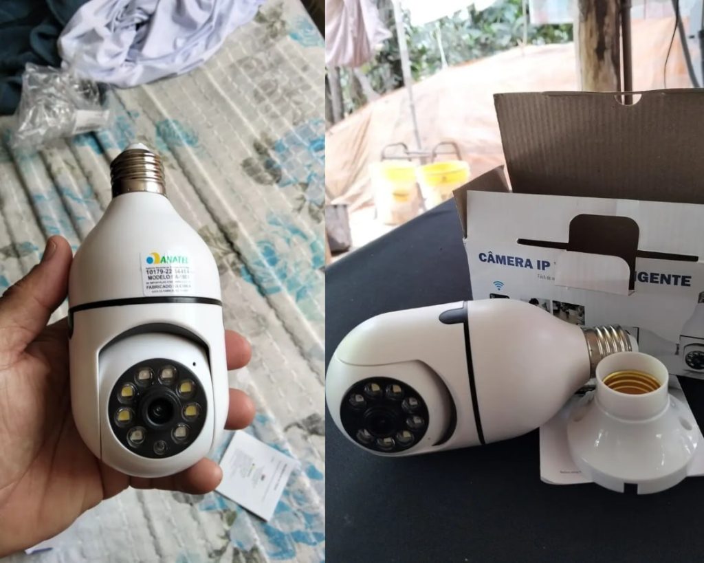 Kit C/ 2 Câmeras Lâmpada Ip Wi-fi 360°