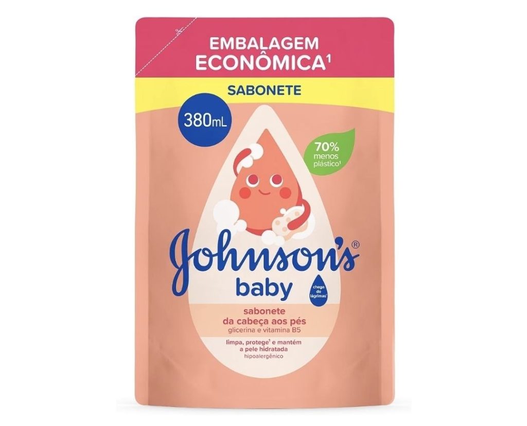 Refil Sabonete Líquido de Glicerina Johnson's Baby da Cabeça aos Pés 380ml