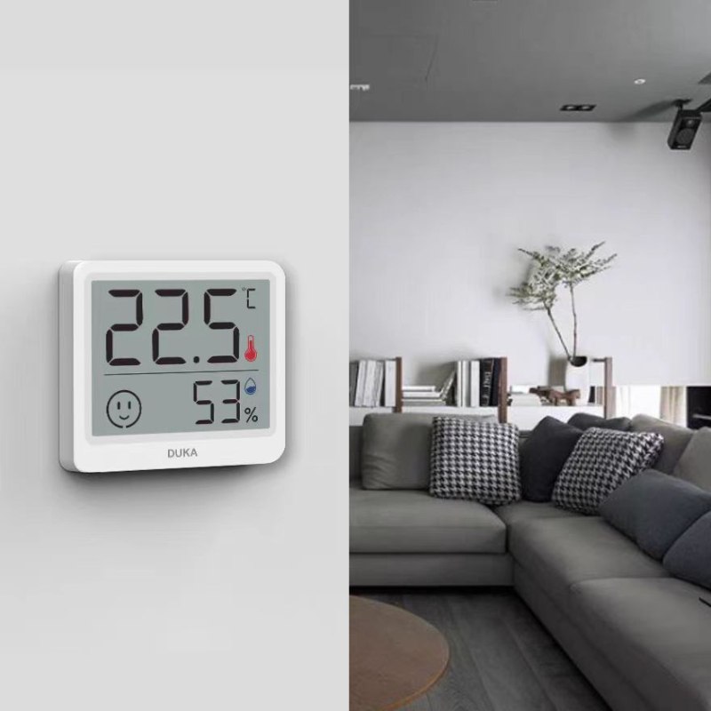 Termômetro Eletrônico de Temperatura e Umidade DUKA TH1 de Alta Precisão, Termômetro Vertical para Quarto de Bebê, Estação Meteorológica para Casa
