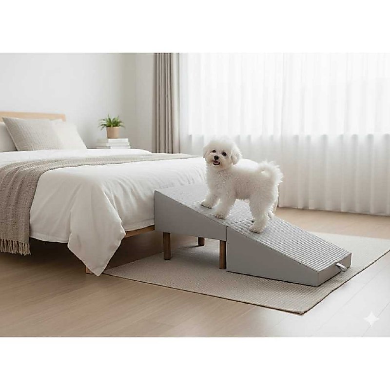 Puff Rampa Pet 2 em 1 Com Gaveta Organizadora Cães e Gatos Antiderrapante Luxo